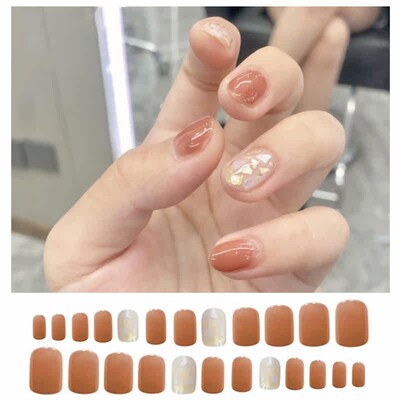 24PCS/Box Nail Patch Wearable Nail Short False Nail Patch Fu
