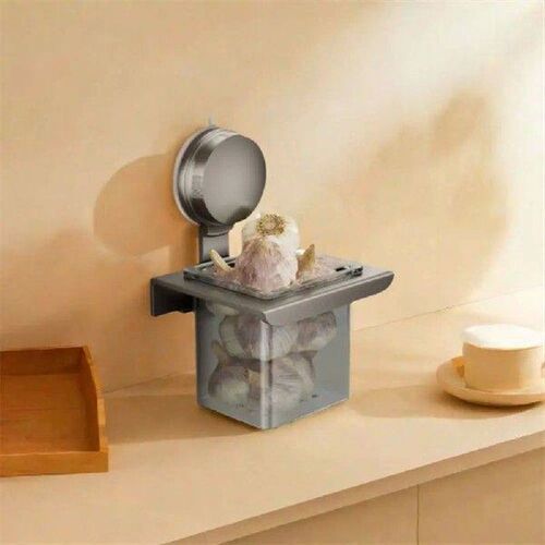 Carbon Steel Suction Cup Ginger Storage Box Wall Mounted