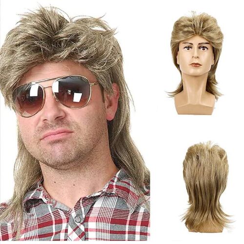Mens Blue-brown Short Straight Hair Wig Mens Full Head ver