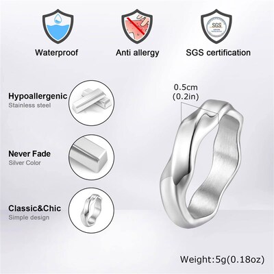Vnox 2026 New Mobius Ring for Men Boys, Oxidized Twisted Sta