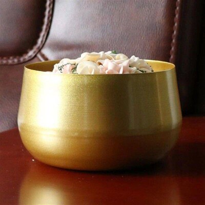 Brass Metal Flower Pots Garden Planters Indoor Round