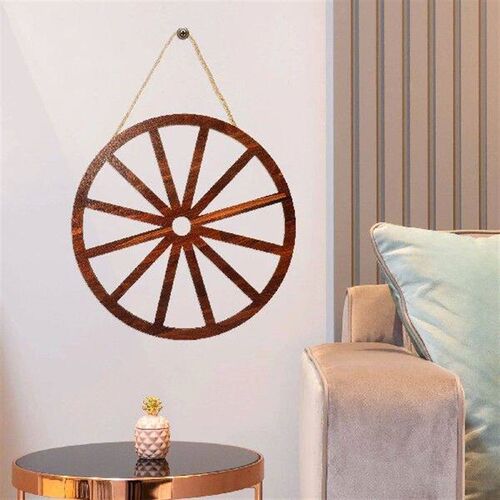 2 Pcs Vintage Office Decor Wooden Wheel Decoration Outdoor