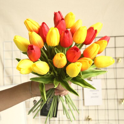10PCS Artificial Flowers Garden Tulips Real Touch Flowers Tu
