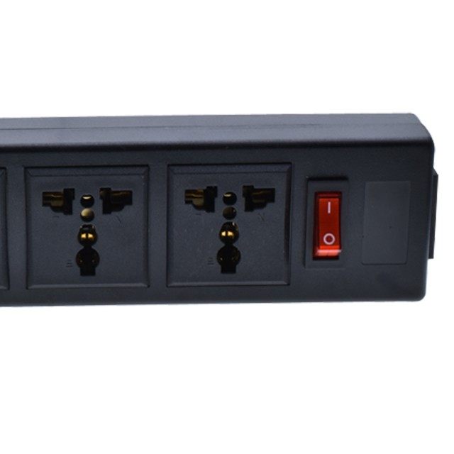 品字插头机柜PDU用黑色带开关指示灯万用转换排插座一转四可带线