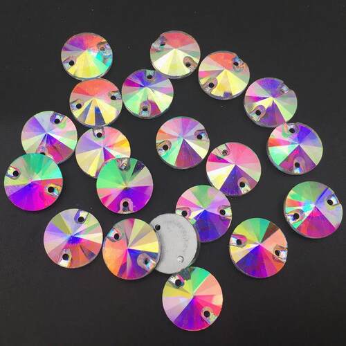 8mm 10mm 12mm 14mm Round Rivoli Glass Sew On Rhinestones Cry