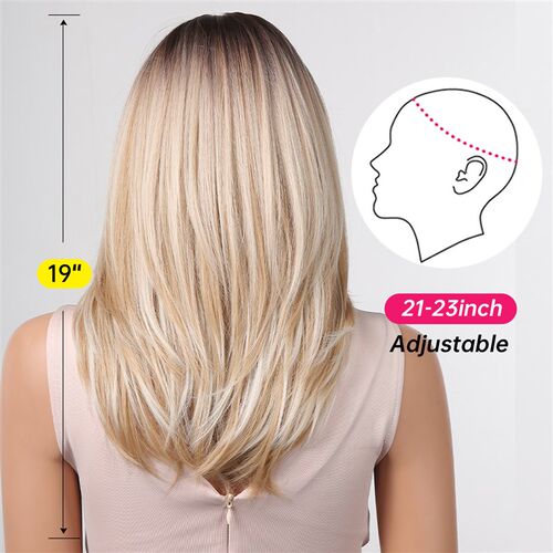 ALAN EATON Long Blonde Wigs for Women Synthetic Hair Wig wit