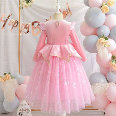 Pink Sleeping Beauty Dress Children Aurora Cosplay Costume