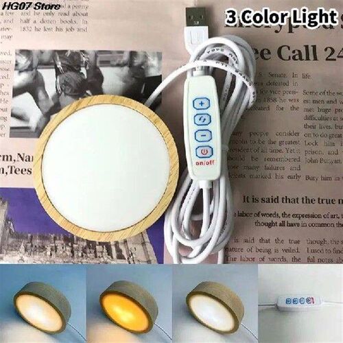 1PC 60mm Wood Light Base Rechargeable Remote Control Wooden