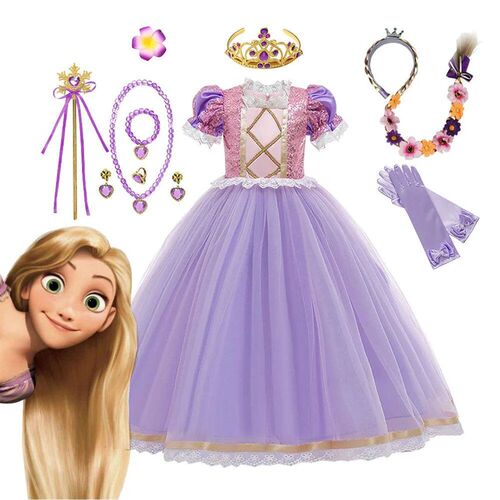 Rapunzel Costume For Girl 2024 Fancy Carnival Party Princess