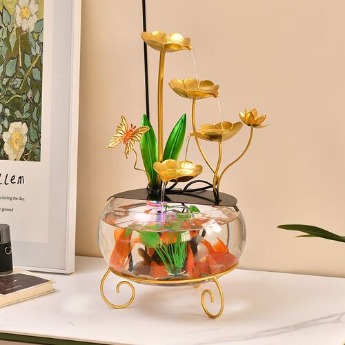 颜值鱼缸流水摆件循环水家用客厅办公室桌面小型加湿器金鱼缸