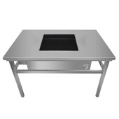 无烟烧烤桌不粘烤盘 贵州不锈钢自助烧烤炉架木炭室内商用加水