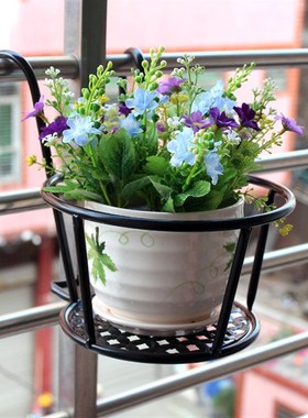 新款阳台花架子窗台栏杆护栏挂式花架花盆架墙壁壁挂悬挂铁艺花架