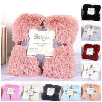Super Soft Warm Fur Blanket Fluffy Shaggy Sofa Blankets Bed