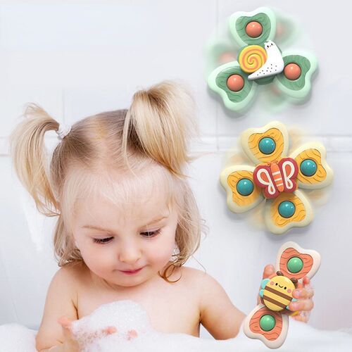 3Pcs/Set Baby Bath Toys Funny Bathing Sucker Spinner Suction