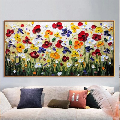 Nordic Art Abstract Flowers Oil Painting on  Wall Art Poster