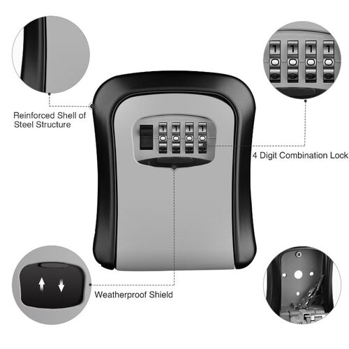 Key Lock Box Wall Mounted alloy Key Safe Box Weatherproof 4