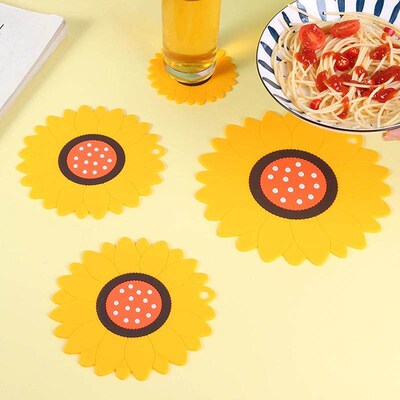 Creative Sunflower Design Heat-Resistant Tableware Mats, Hig