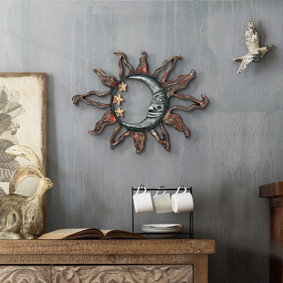 Sungmor 日月星墙面装饰铸铁摆件卧室客厅太阳造型挂件复古壁挂饰