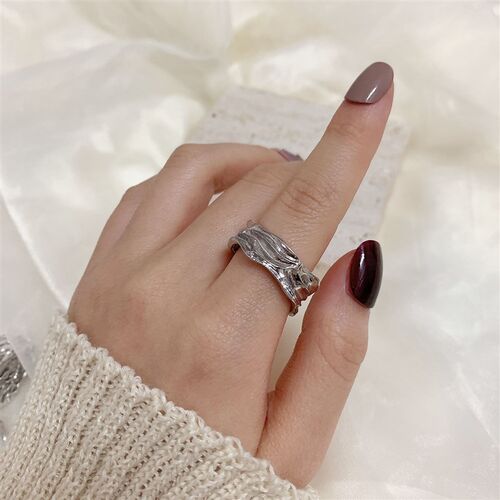 Minimalist Silver Color Geometric Irregular Open Rings Retro