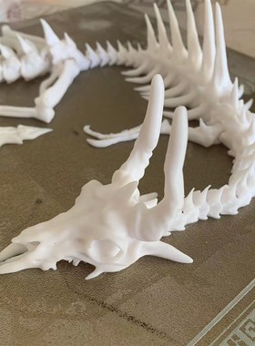 0cm长3d打印龙骨架骨龙骷髅龙白色灰色把玩摆件fdm高达配件