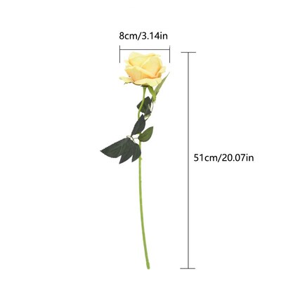 5Pcs 51cm Long Branch Flowers Bouquet Beautiful White Silk R