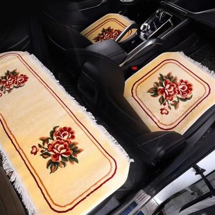 羊毛混纺汽车坐垫三件无靠背防滑底地毯式座垫毛垫保暖五座通用