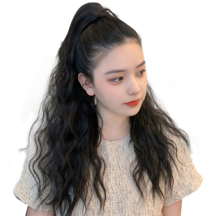 假发女长发马尾抓夹大波浪网红高马尾长卷发绑带式玉米烫马尾辫子