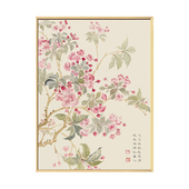 中国风海棠牡丹花卉数字油画diy填充色手工新中式 饰画 玫瑰丙烯装