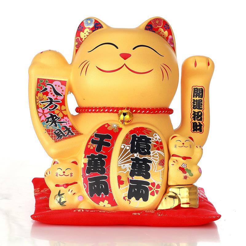 精美金色摇手招财猫陶瓷电动摆件大号兴隆发财猫店铺家居开业礼品