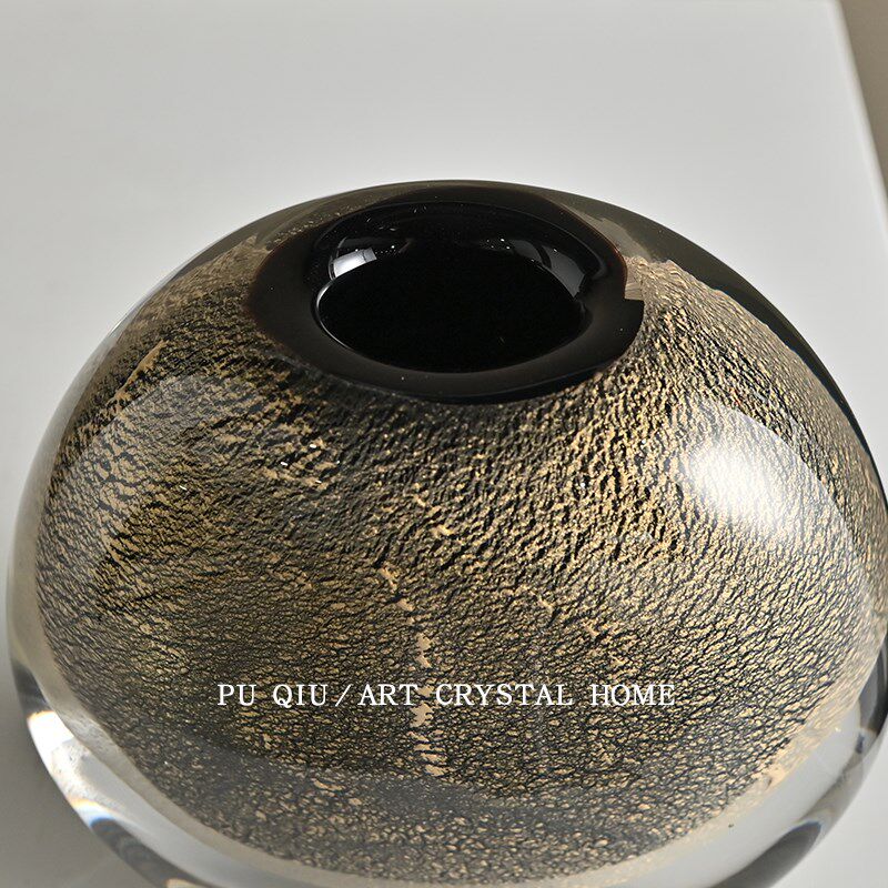 简约扁形金色小口径插花瓶样板间茶几桌面装饰品摆件玻璃花瓶小众