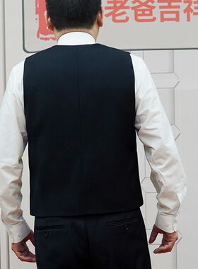 西装马甲中年男士马夹黑色男式网红2023年新款薄款中老年春秋外搭