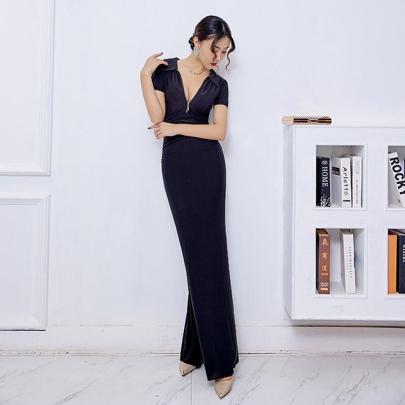 性感黑色晚礼服长款礼服裙轻奢小众高端宴会气质夜场连衣裙长裙女