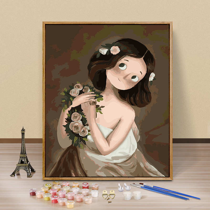 diy数字油画 手绘手工填色数码油彩画客厅动漫人物风景花卉装饰画
