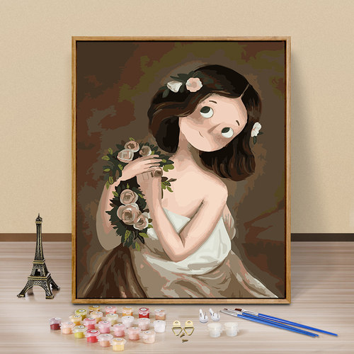 diy数字油画 手绘手工填色数码油彩画客厅动漫人物风景花卉装饰画