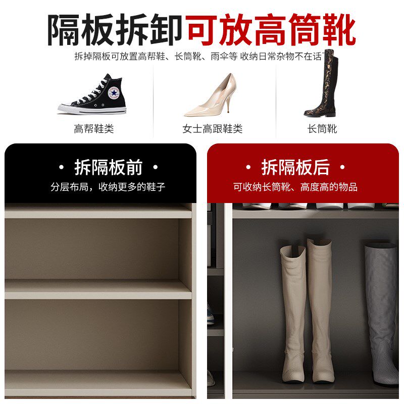 中古风实木鞋柜玄关柜家用门口高款立式收纳储物柜一体靠墙可定制