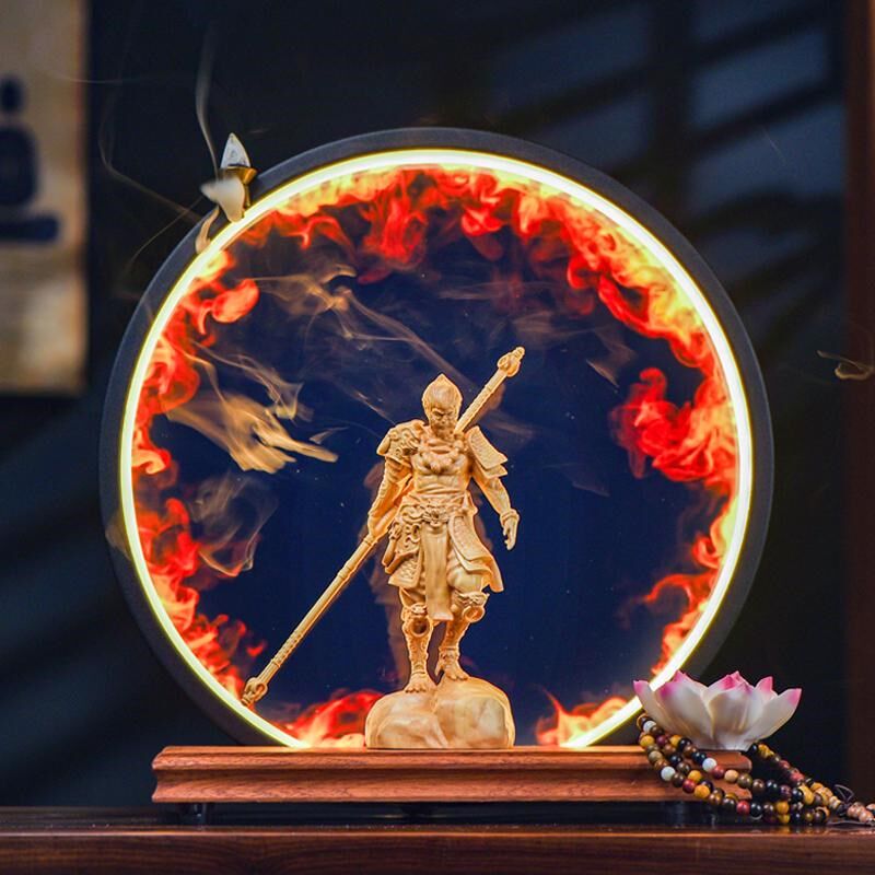 黑神话悟空新中式齐天大圣孙悟空创意灯圈办公室电脑桌装饰品摆件