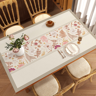 桌布防水防油免洗皮革餐桌垫长方形餐桌保护垫台面桌垫定制 花