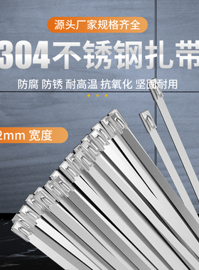 自锁式不锈钢扎带304拉紧器12mm捆绑带卡扣钢丝抱箍金属条