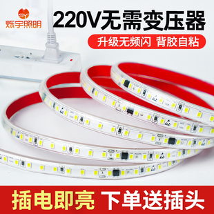 220v灯带led灯条客厅自粘酒柜货架超亮线条灯贴片超薄防水软灯条