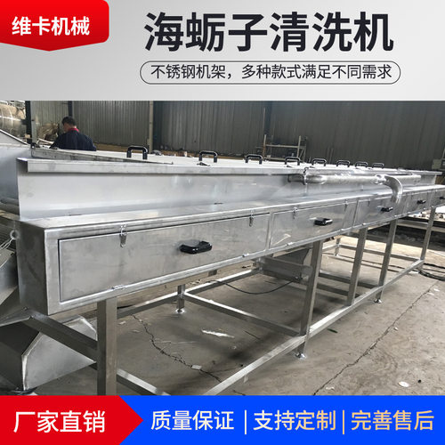 维卡多功能平行毛辊海蛎子清洗毛刷机 大型牡蛎清洗机 生蚝清洗机