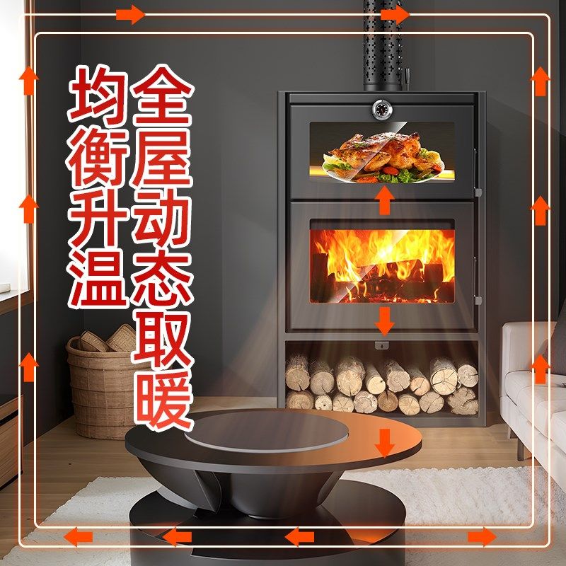 真火壁炉木柴欧式别墅室内烧柴柴火炉子家用供暖炉烤炉农村取暖炉