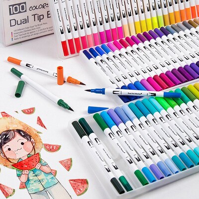 12/24/36/48/60/72/100Color Fineliner Water Based Dual Head S