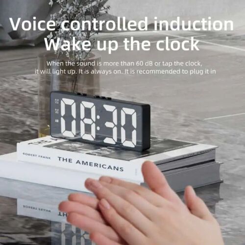 LED Electronic Mirror Alarm Clock Digital Clock Sound Contro