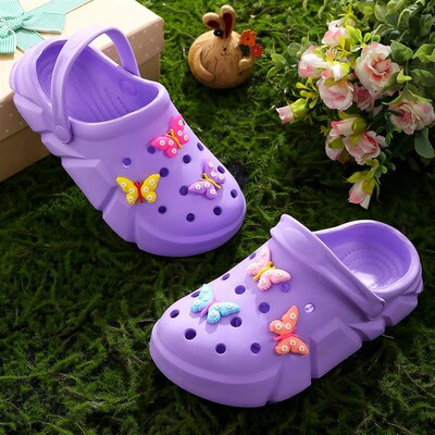 Casual Breathable Clogs With Cute Cartoon Charms For Girls,
