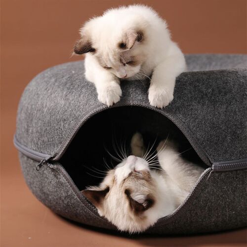 Cats House Basket Natural Felt Pet Cat Cave Beds Nest Funny