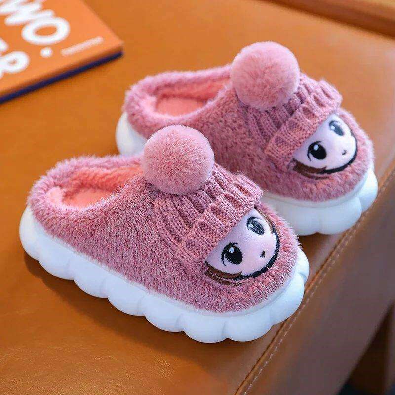 2023 New Winter Baby Girls Antiskid Cotton Slippers Children - 实物图