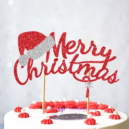 Christmas Cake Topper Party Decoration Glitter