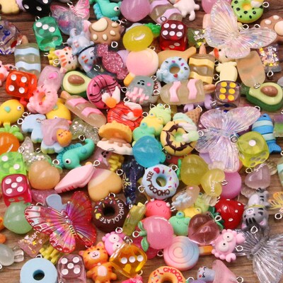 10Pcs 37 Styles Mix Fruit Animals Popsicle Candy Resin Earri