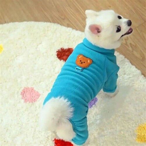 Cute Bear Pattern Plush Dog Jumpsuit Soft Thickened Dog