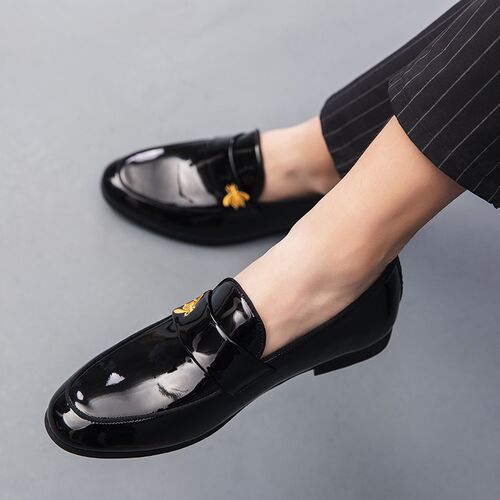 New Men Dress Shoes Shadow Patent Leather Luxury Fashion Gro